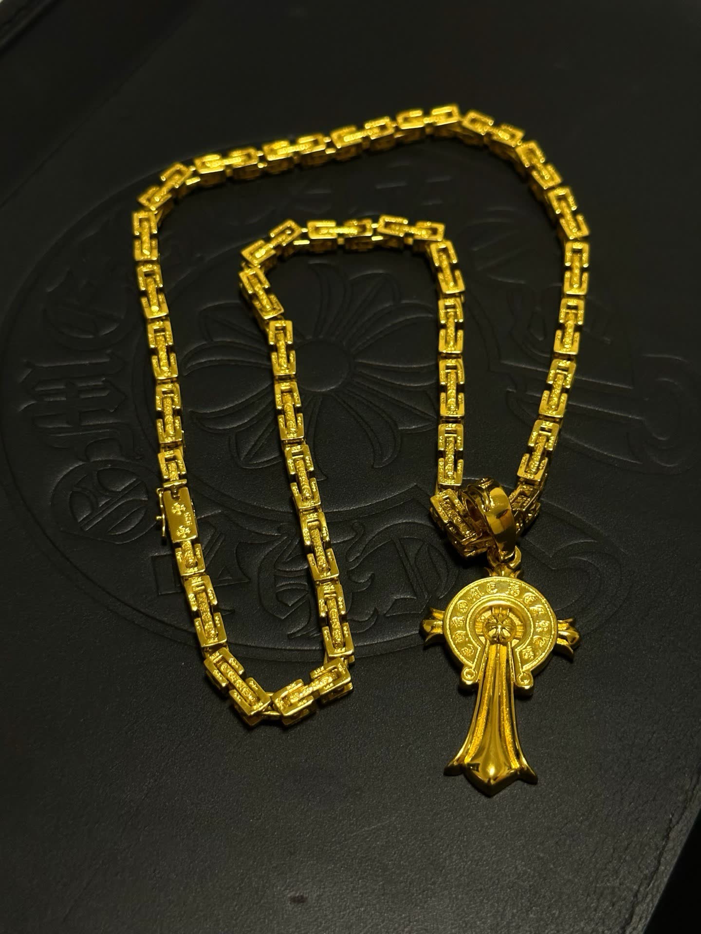 Chrome Hearts Gold-Plated Chain with Cross Pendant